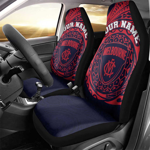 Personalized Melbourne Demons Polynesian Car Seat Cover Tribal Chest and Sleeve Tattoo Heritage Warrior