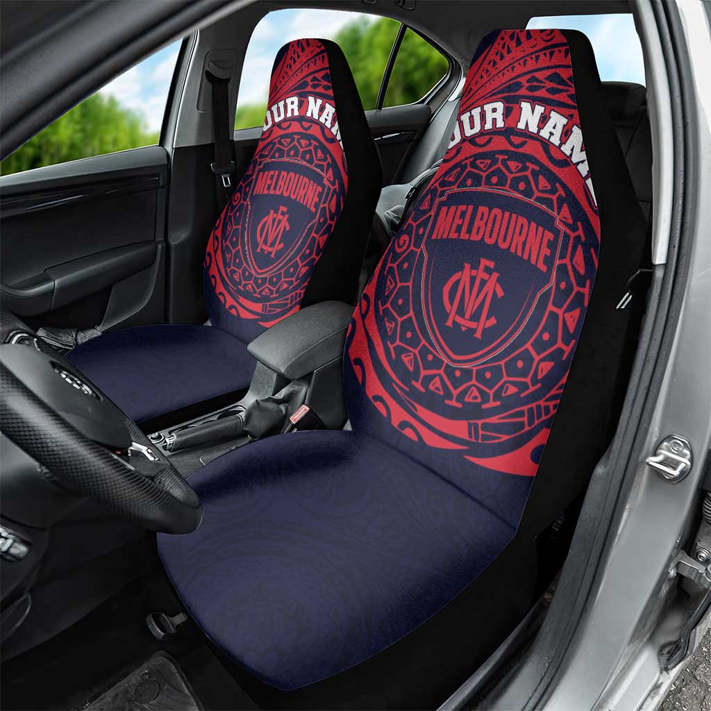 Personalized Melbourne Demons Polynesian Car Seat Cover Tribal Chest and Sleeve Tattoo Heritage Warrior