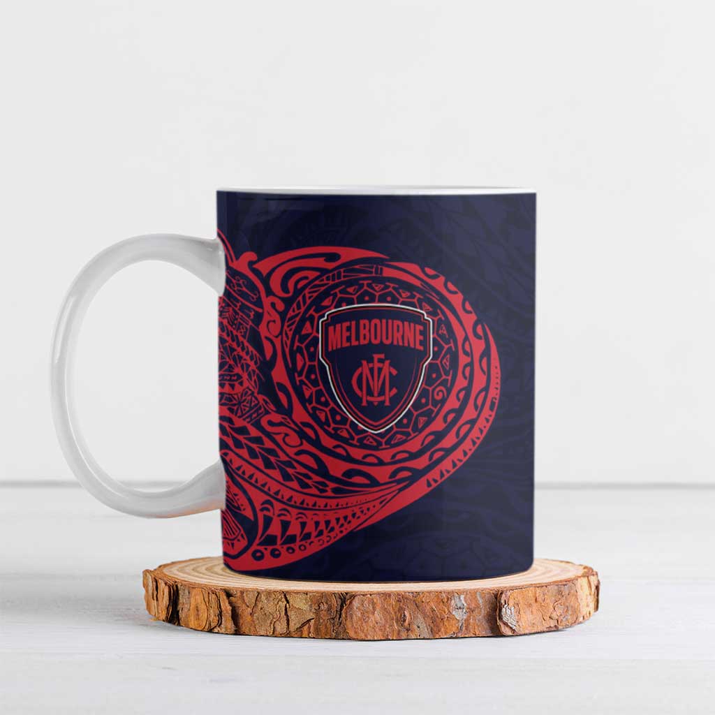 Personalized Melbourne Demons Polynesian Ceramic Mug Tribal Chest and Sleeve Tattoo Heritage Warrior