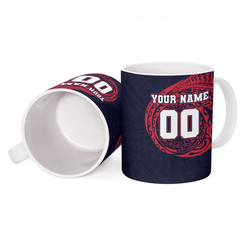 Personalized Melbourne Demons Polynesian Ceramic Mug Tribal Chest and Sleeve Tattoo Heritage Warrior
