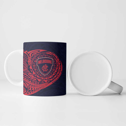 Personalized Melbourne Demons Polynesian Ceramic Mug Tribal Chest and Sleeve Tattoo Heritage Warrior
