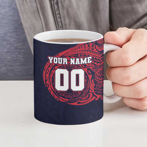 Personalized Melbourne Demons Polynesian Ceramic Mug Tribal Chest and Sleeve Tattoo Heritage Warrior