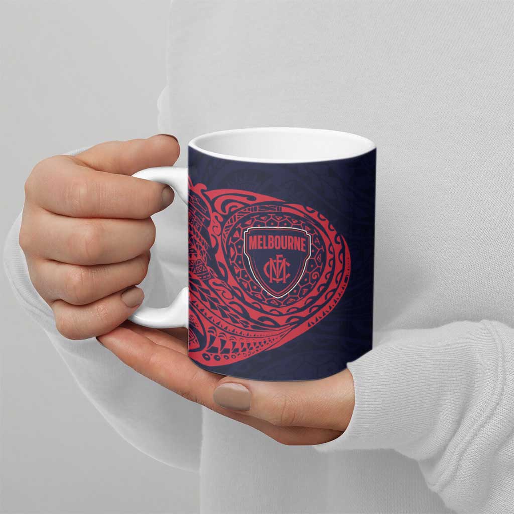 Personalized Melbourne Demons Polynesian Ceramic Mug Tribal Chest and Sleeve Tattoo Heritage Warrior
