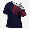 Personalized Melbourne Demons Polynesian Cross Shoulder Shirt Tribal Chest and Sleeve Tattoo Heritage Warrior