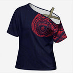 Personalized Melbourne Demons Polynesian Cross Shoulder Shirt Tribal Chest and Sleeve Tattoo Heritage Warrior