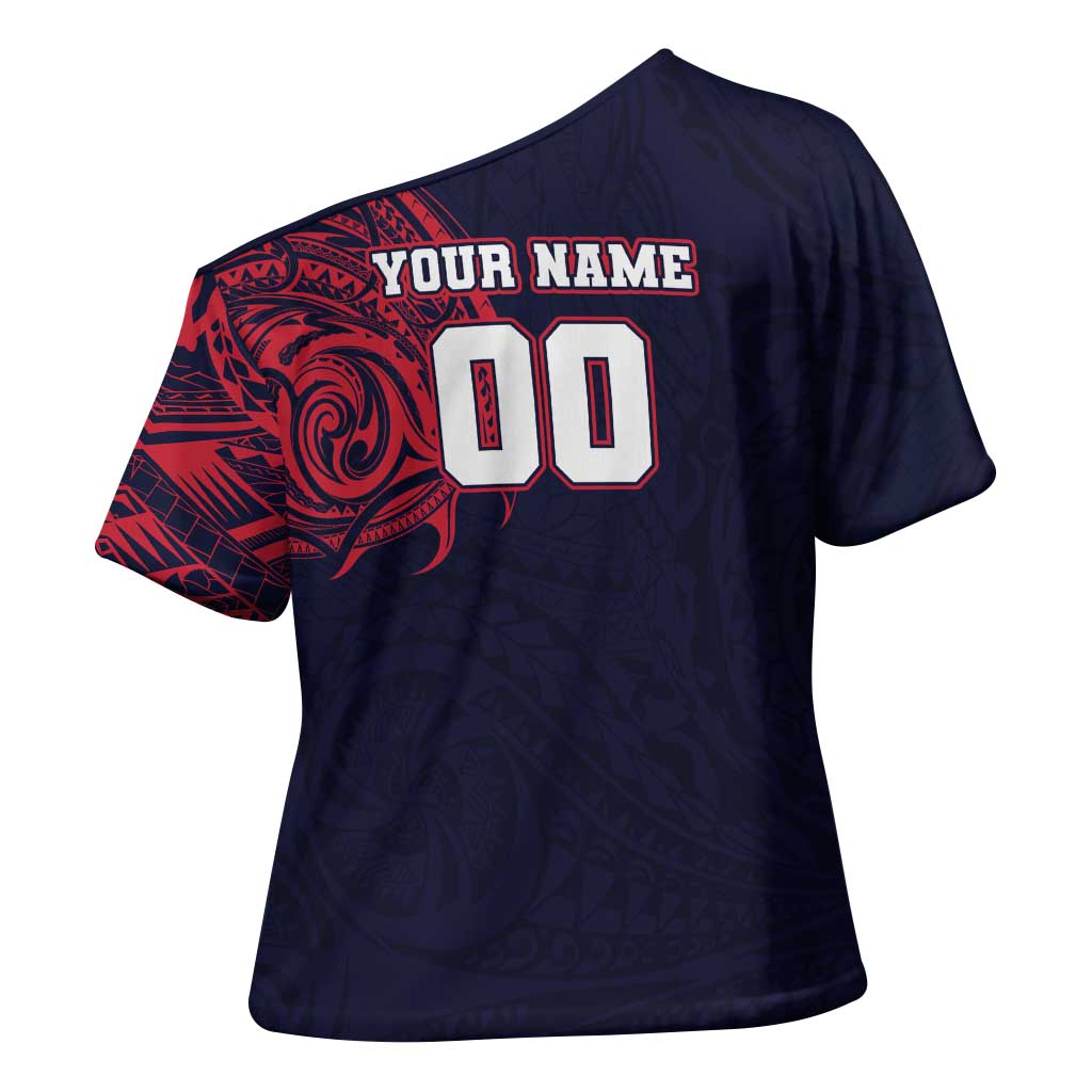 Personalized Melbourne Demons Polynesian Cross Shoulder Shirt Tribal Chest and Sleeve Tattoo Heritage Warrior