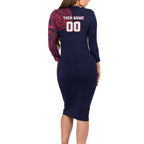 Personalized Melbourne Demons Polynesian Family Matching Long Sleeve Bodycon Dress and Hawaiian Shirt Tribal Chest and Sleeve Tattoo Heritage Warrior