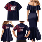 Personalized Melbourne Demons Polynesian Family Matching Mermaid Dress and Hawaiian Shirt Tribal Chest and Sleeve Tattoo Heritage Warrior