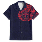 Personalized Melbourne Demons Polynesian Family Matching Off Shoulder Short Dress and Hawaiian Shirt Tribal Chest and Sleeve Tattoo Heritage Warrior