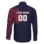 Personalized Melbourne Demons Polynesian Family Matching Puletasi and Hawaiian Shirt Tribal Chest and Sleeve Tattoo Heritage Warrior