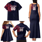 Personalized Melbourne Demons Polynesian Family Matching Tank Maxi Dress and Hawaiian Shirt Tribal Chest and Sleeve Tattoo Heritage Warrior