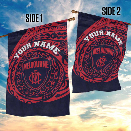 Personalized Melbourne Demons Polynesian Garden Flag Tribal Chest and Sleeve Tattoo Heritage Warrior