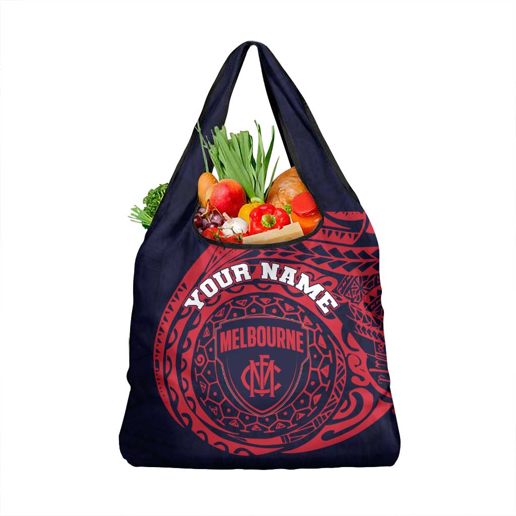 Personalized Melbourne Demons Polynesian Grocery Bag Tribal Chest and Sleeve Tattoo Heritage Warrior