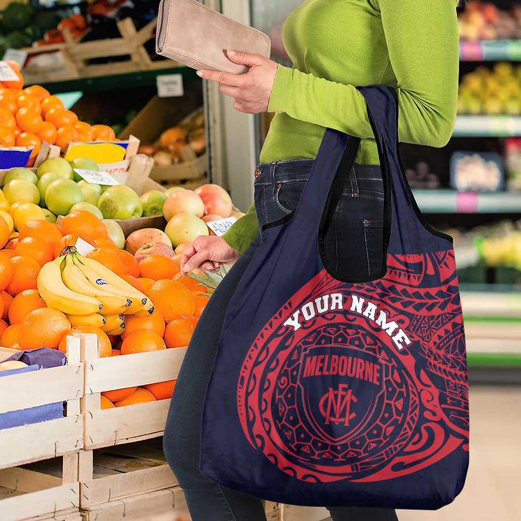 Personalized Melbourne Demons Polynesian Grocery Bag Tribal Chest and Sleeve Tattoo Heritage Warrior