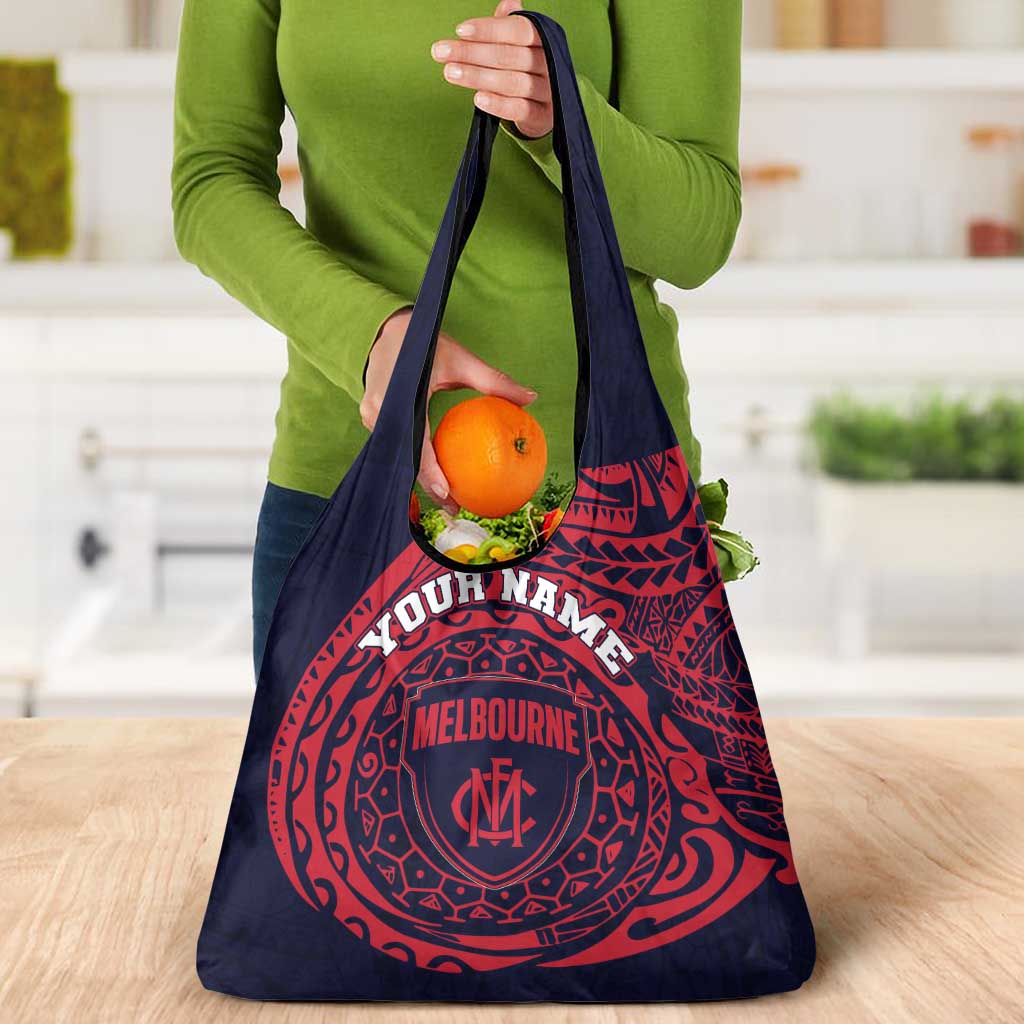 Personalized Melbourne Demons Polynesian Grocery Bag Tribal Chest and Sleeve Tattoo Heritage Warrior