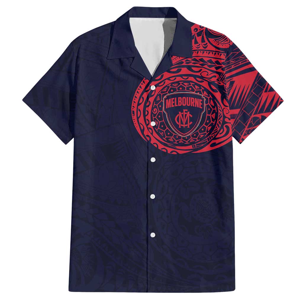Personalized Melbourne Demons Polynesian Hawaiian Shirt Tribal Chest and Sleeve Tattoo Heritage Warrior