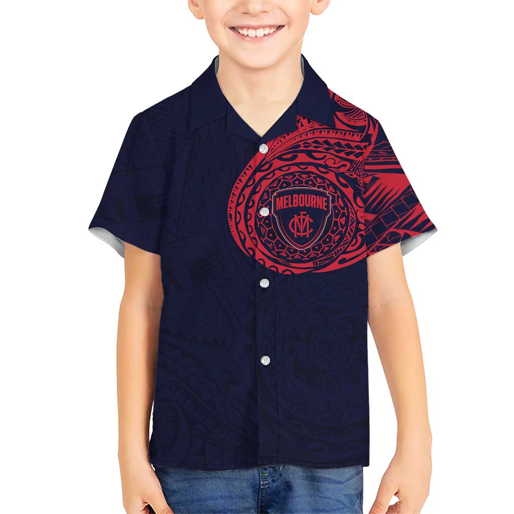 Personalized Melbourne Demons Polynesian Hawaiian Shirt Tribal Chest and Sleeve Tattoo Heritage Warrior