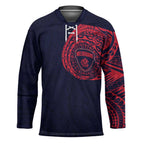 Personalized Melbourne Demons Polynesian Hockey Jersey Tribal Chest and Sleeve Tattoo Heritage Warrior