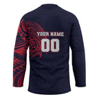 Personalized Melbourne Demons Polynesian Hockey Jersey Tribal Chest and Sleeve Tattoo Heritage Warrior