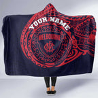 Personalized Melbourne Demons Polynesian Hooded Blanket Tribal Chest and Sleeve Tattoo Heritage Warrior