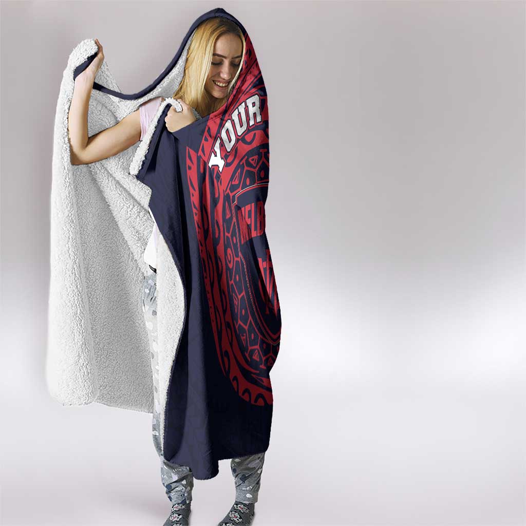 Personalized Melbourne Demons Polynesian Hooded Blanket Tribal Chest and Sleeve Tattoo Heritage Warrior