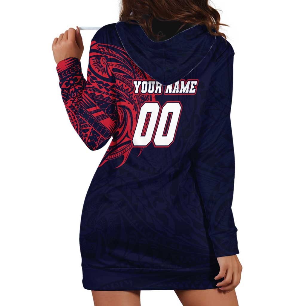 Personalized Melbourne Demons Polynesian Hoodie Dress Tribal Chest and Sleeve Tattoo Heritage Warrior