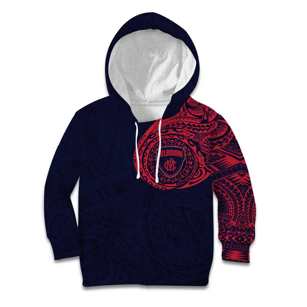 Personalized Melbourne Demons Polynesian Kid Hoodie Tribal Chest and Sleeve Tattoo Heritage Warrior