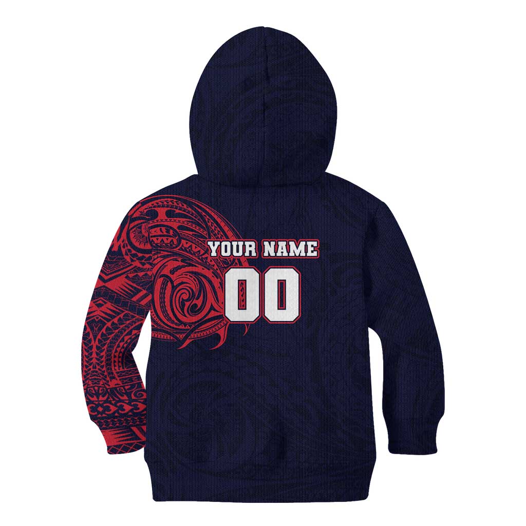 Personalized Melbourne Demons Polynesian Kid Hoodie Tribal Chest and Sleeve Tattoo Heritage Warrior