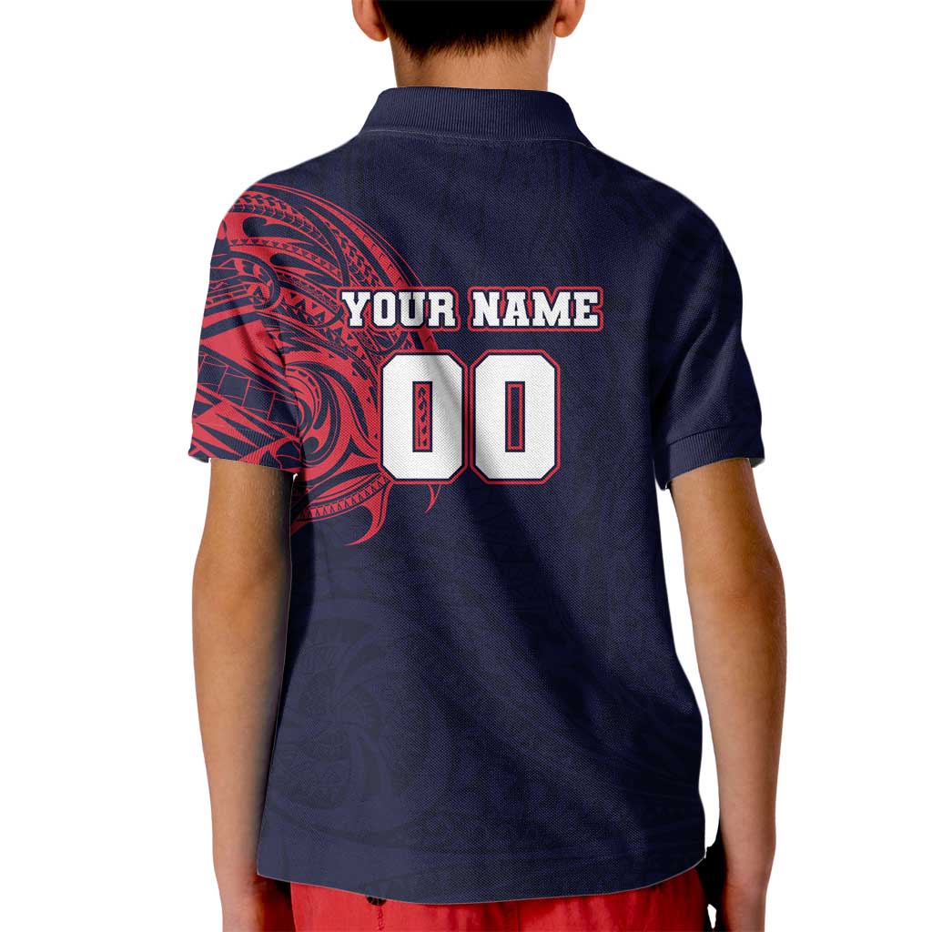 Personalized Melbourne Demons Polynesian Kid Polo Shirt Tribal Chest and Sleeve Tattoo Heritage Warrior