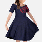Personalized Melbourne Demons Polynesian Kid Short Sleeve Dress Tribal Chest and Sleeve Tattoo Heritage Warrior