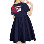 Personalized Melbourne Demons Polynesian Kid Short Sleeve Dress Tribal Chest and Sleeve Tattoo Heritage Warrior