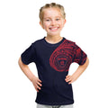 Personalized Melbourne Demons Polynesian Kid T Shirt Tribal Chest and Sleeve Tattoo Heritage Warrior