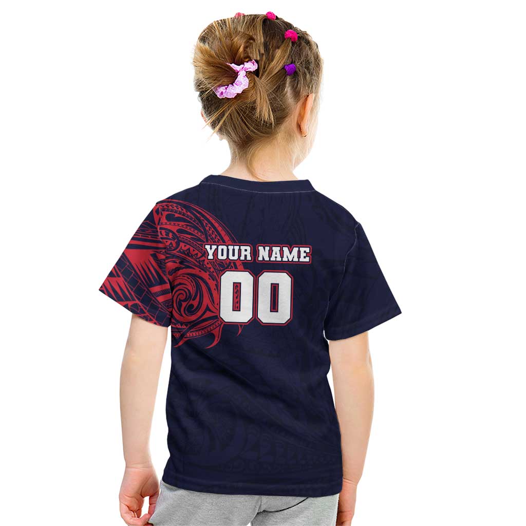 Personalized Melbourne Demons Polynesian Kid T Shirt Tribal Chest and Sleeve Tattoo Heritage Warrior