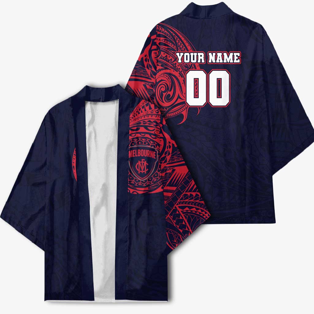 Personalized Melbourne Demons Polynesian Kimono Tribal Chest and Sleeve Tattoo Heritage Warrior