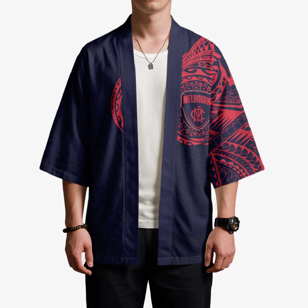Personalized Melbourne Demons Polynesian Kimono Tribal Chest and Sleeve Tattoo Heritage Warrior