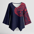 Personalized Melbourne Demons Polynesian Kimono Sleeve Blouse Tribal Chest and Sleeve Tattoo Heritage Warrior