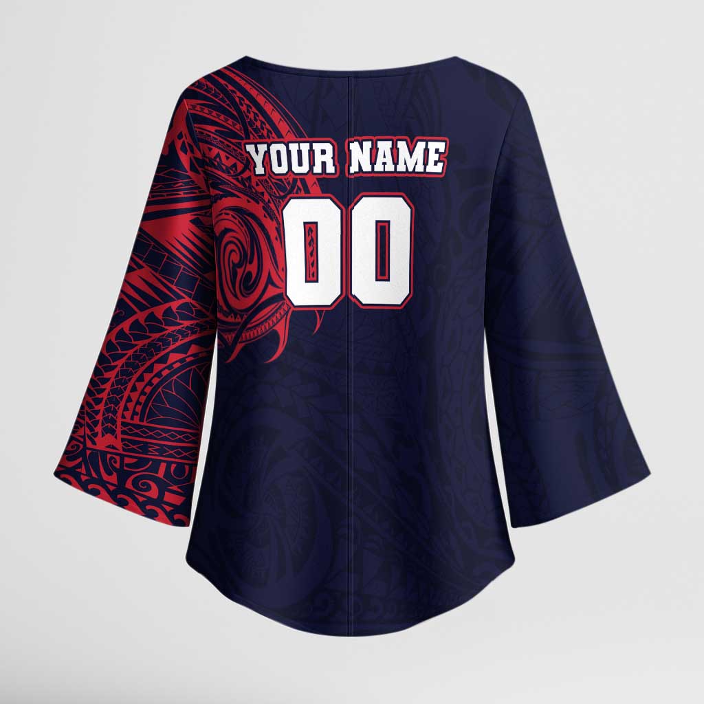 Personalized Melbourne Demons Polynesian Kimono Sleeve Blouse Tribal Chest and Sleeve Tattoo Heritage Warrior