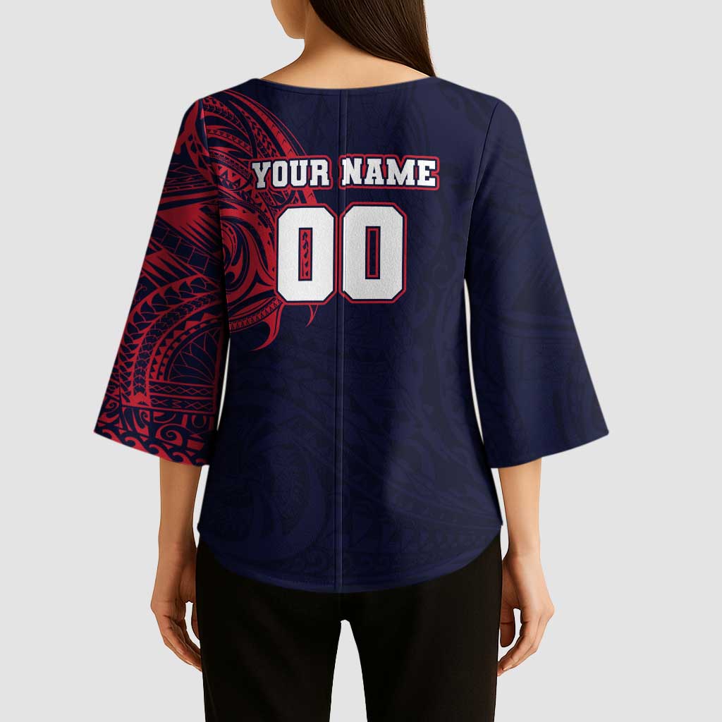 Personalized Melbourne Demons Polynesian Kimono Sleeve Blouse Tribal Chest and Sleeve Tattoo Heritage Warrior