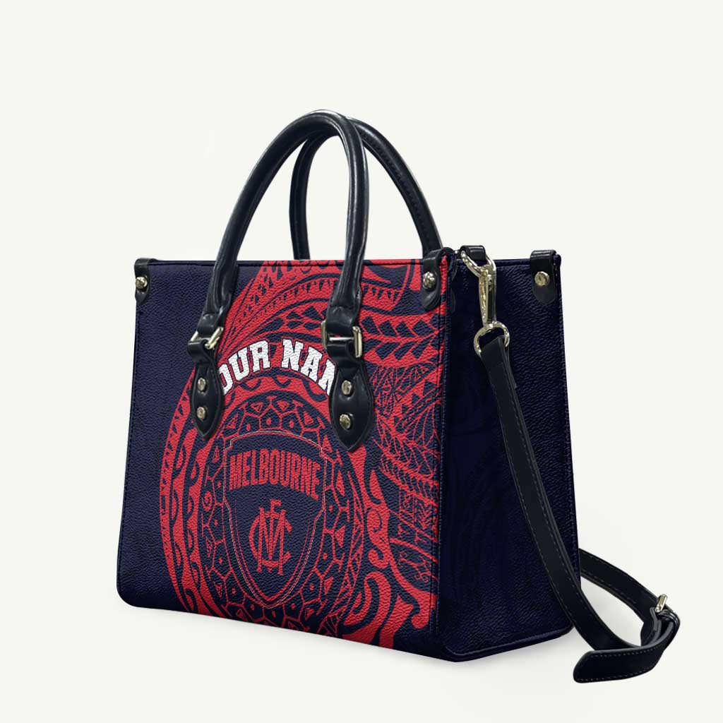 Personalized Melbourne Demons Polynesian Leather Bag Tribal Chest and Sleeve Tattoo Heritage Warrior