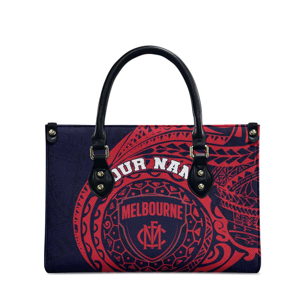 Personalized Melbourne Demons Polynesian Leather Bag Tribal Chest and Sleeve Tattoo Heritage Warrior