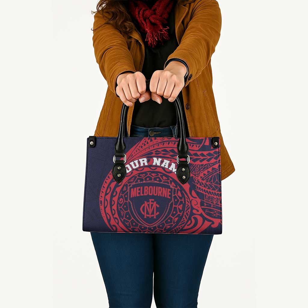 Personalized Melbourne Demons Polynesian Leather Bag Tribal Chest and Sleeve Tattoo Heritage Warrior
