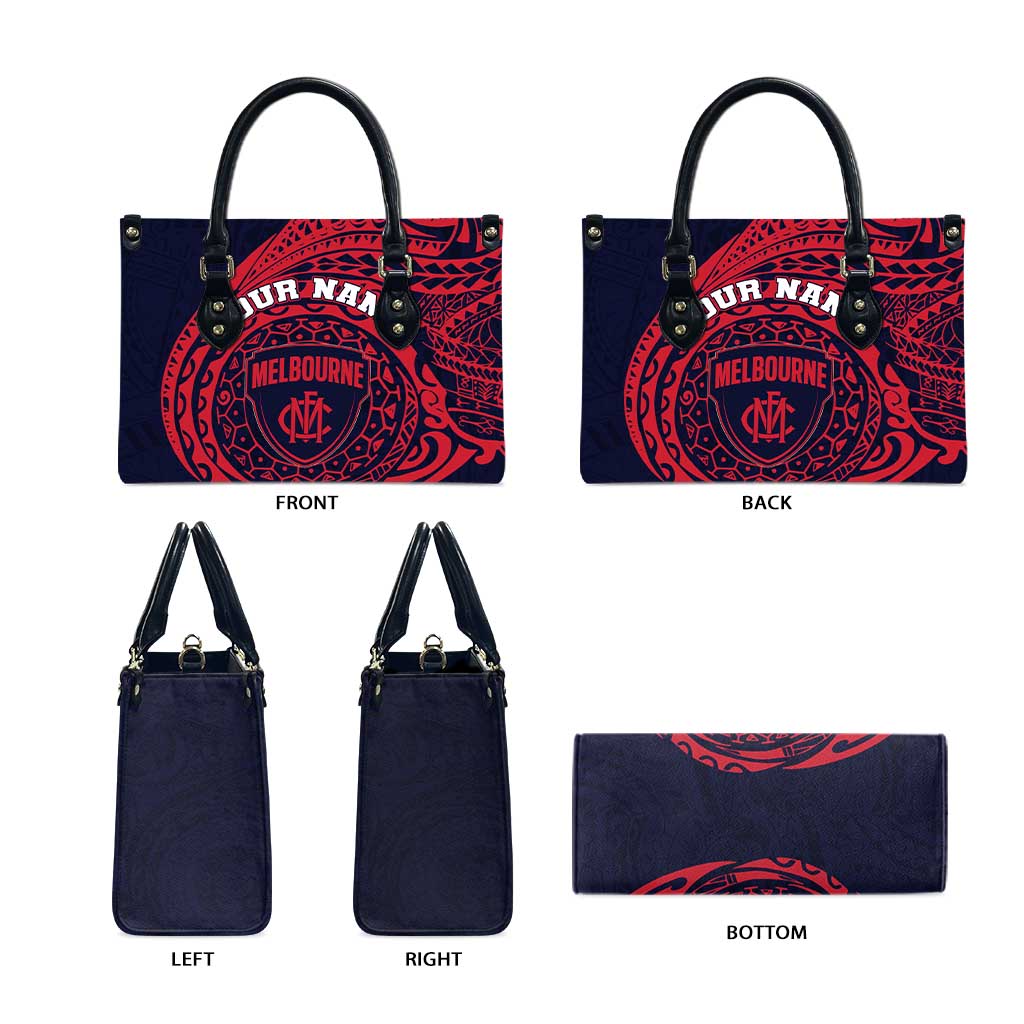 Personalized Melbourne Demons Polynesian Leather Bag Tribal Chest and Sleeve Tattoo Heritage Warrior