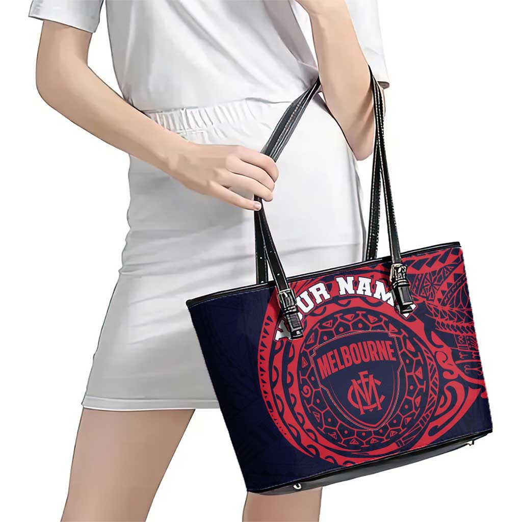 Personalized Melbourne Demons Polynesian Leather Tote Bag Tribal Chest and Sleeve Tattoo Heritage Warrior