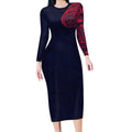 Personalized Melbourne Demons Polynesian Long Sleeve Bodycon Dress Tribal Chest and Sleeve Tattoo Heritage Warrior
