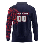 Personalized Melbourne Demons Polynesian Long Sleeve Polo Shirt Tribal Chest and Sleeve Tattoo Heritage Warrior