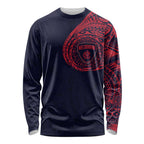 Personalized Melbourne Demons Polynesian Long Sleeve Shirt Tribal Chest and Sleeve Tattoo Heritage Warrior