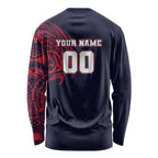 Personalized Melbourne Demons Polynesian Long Sleeve Shirt Tribal Chest and Sleeve Tattoo Heritage Warrior