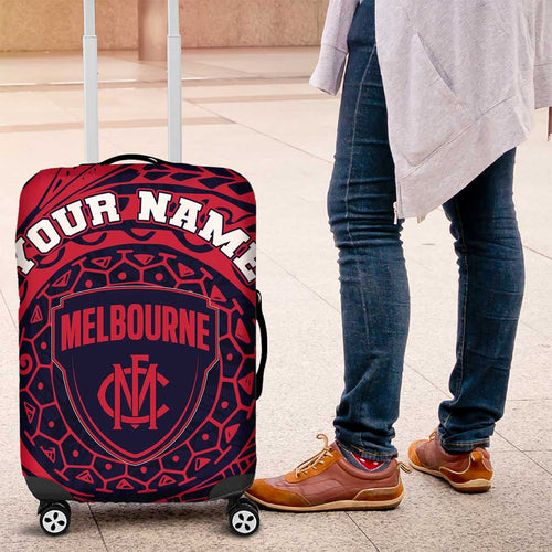 Personalized Melbourne Demons Polynesian Luggage Cover Tribal Chest and Sleeve Tattoo Heritage Warrior