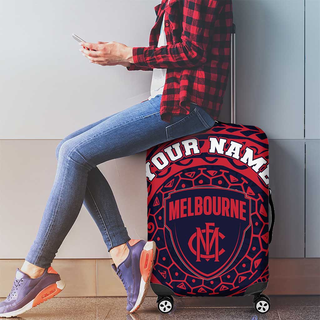 Personalized Melbourne Demons Polynesian Luggage Cover Tribal Chest and Sleeve Tattoo Heritage Warrior