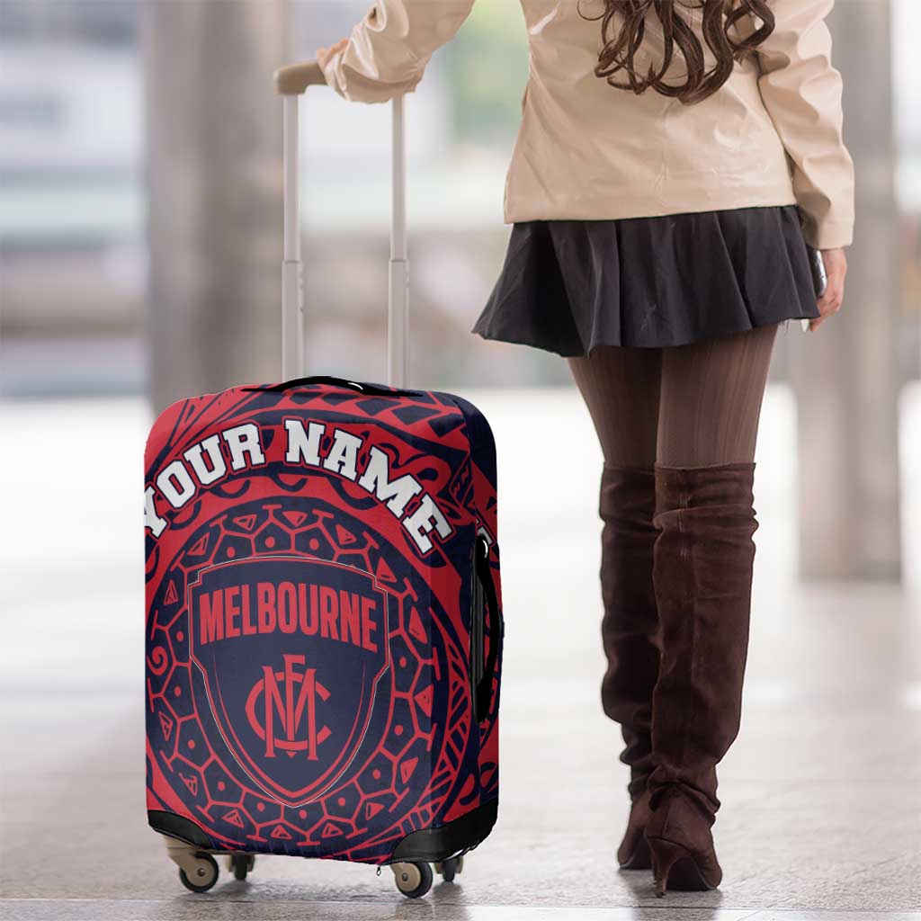 Personalized Melbourne Demons Polynesian Luggage Cover Tribal Chest and Sleeve Tattoo Heritage Warrior
